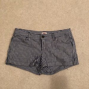 blue and white striped shorts